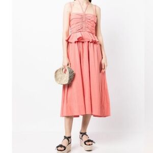 Ulla Johnson Anastasia Dress Salmon Layered Linen Silk Blend Size 4